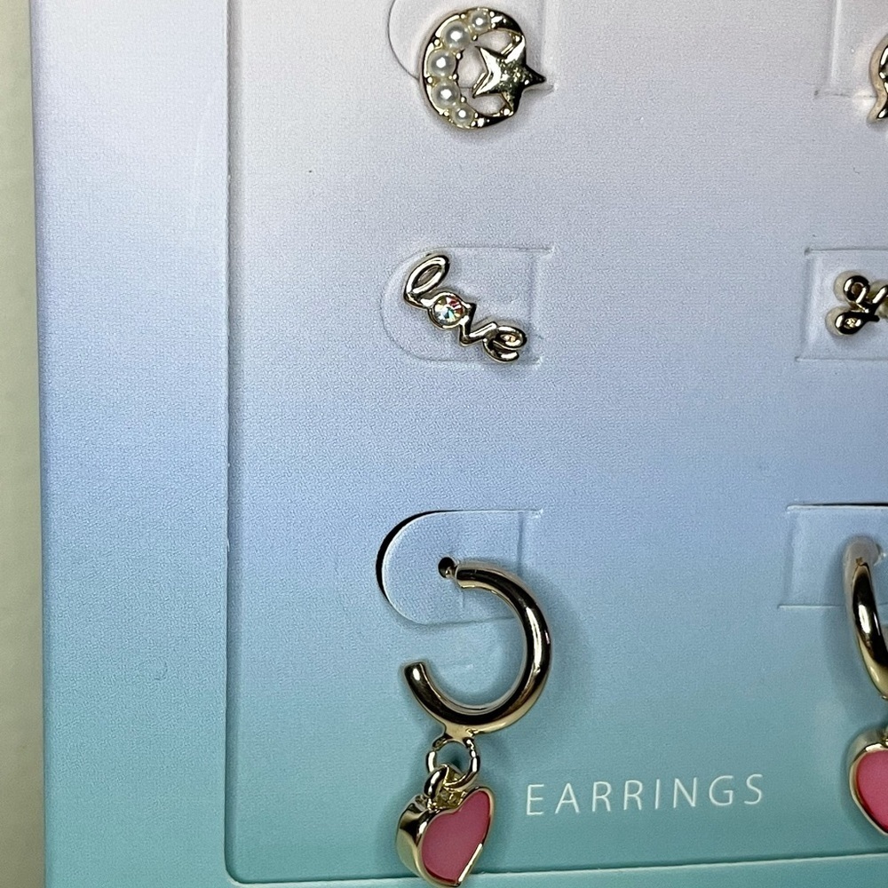 INC International Concepts Love You, Pink Heart, Star & Moon 3 Pc Earring Set - Picture 15 of 16